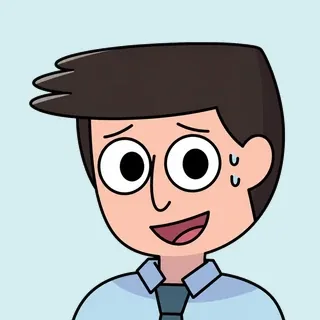 The Analyst, young, wide-eyed, light blue shirt, a single bead of sweat